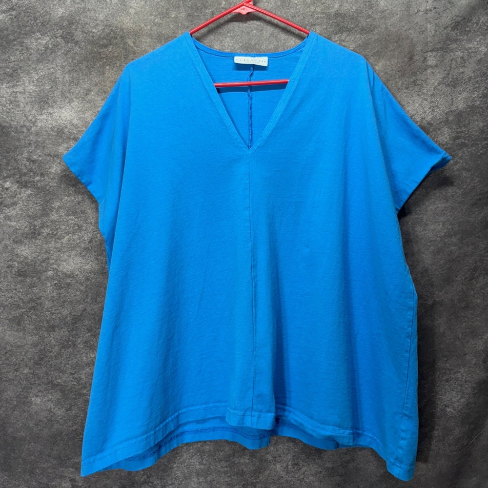Bryn Walker Oversized Cotton Tee Top Size XS Cerulean Pool Blue Boxy Lagenlook